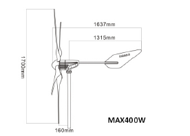 ابعاد توربین بادی Newsky مدل MAX 400W