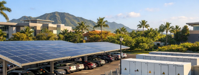 440f3476 cb55 4d65 b0a0 8bc1567a1413 845x321 - پارکینگ‌ خورشیدی باتری‌دار در دانشگاه هاوایی؛ گامی ۱۴ میلیون دلاری به سوی انرژی صفر خالص